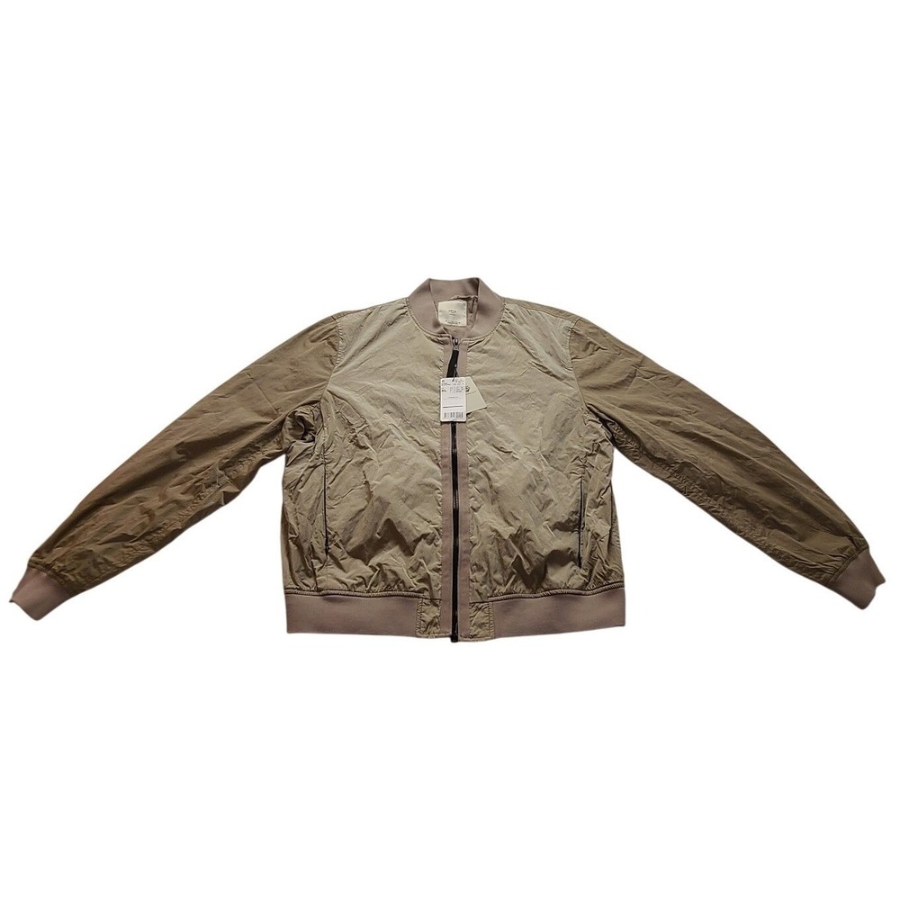 Mango MNG Man Casual Water Repellent Bomber Jacket Taupe Khaki Mens Large NEW